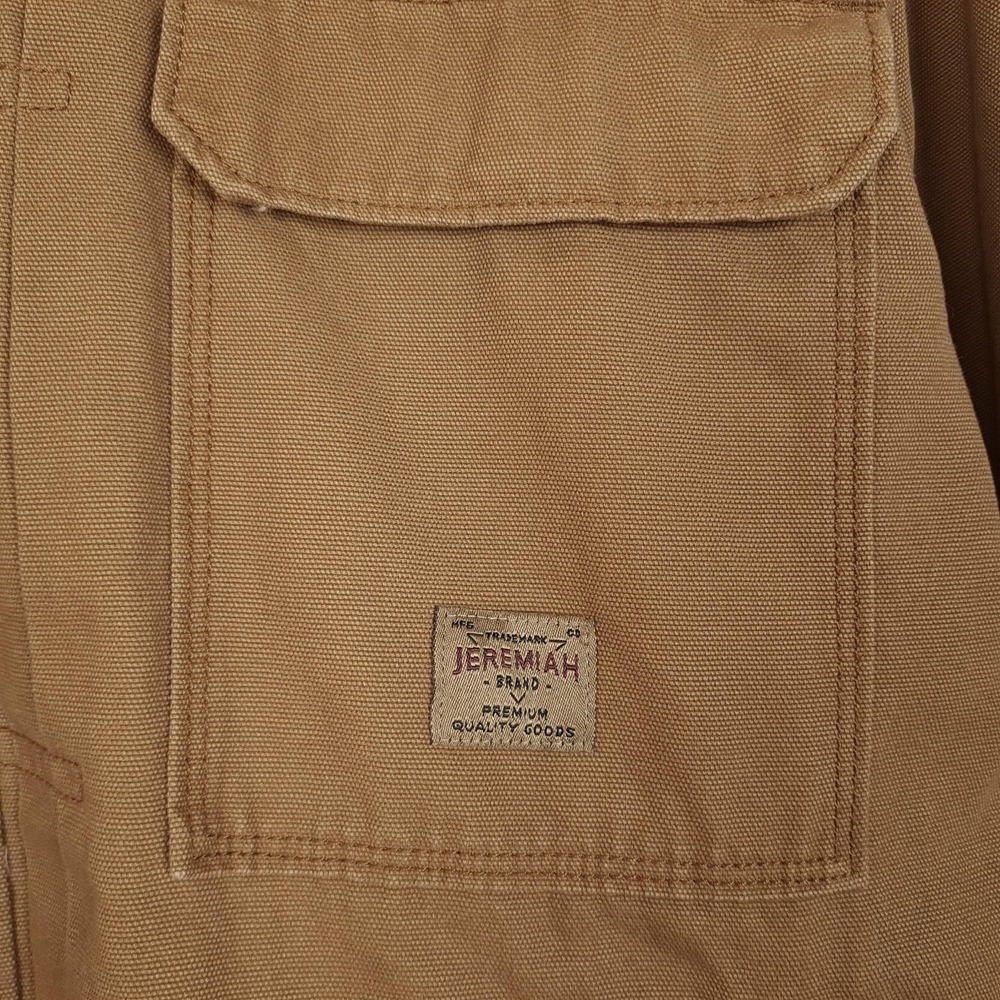 Jeremiah Barn Coat Mens XL Brown Canvas Lined Corduroy Collar Snap Workwear - Picture 5 of 16